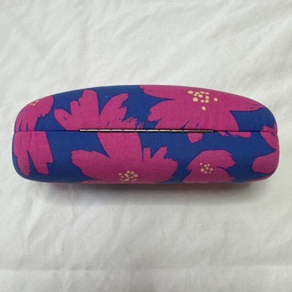 Vera Bradley Clam Eyeglass Case 6" x 2 3/4" x 2 1/2" Blue & Pink Floral - Picture 4 of 6